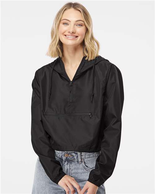 Independent Trading Co. - Chaqueta cortavientos ligera con cremallera de un cuarto para mujer - EXP64CRP