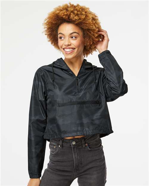Independent Trading Co. - Chaqueta cortavientos ligera con cremallera de un cuarto para mujer - EXP64CRP