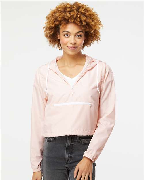 Independent Trading Co. - Women's Lightweight Quarter-Zip Pullover Crop Windbreaker - EXP64CRP