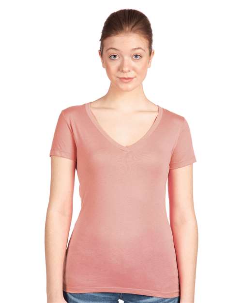 Next Level - Camiseta de cuello en V ideal para mujer - 1540