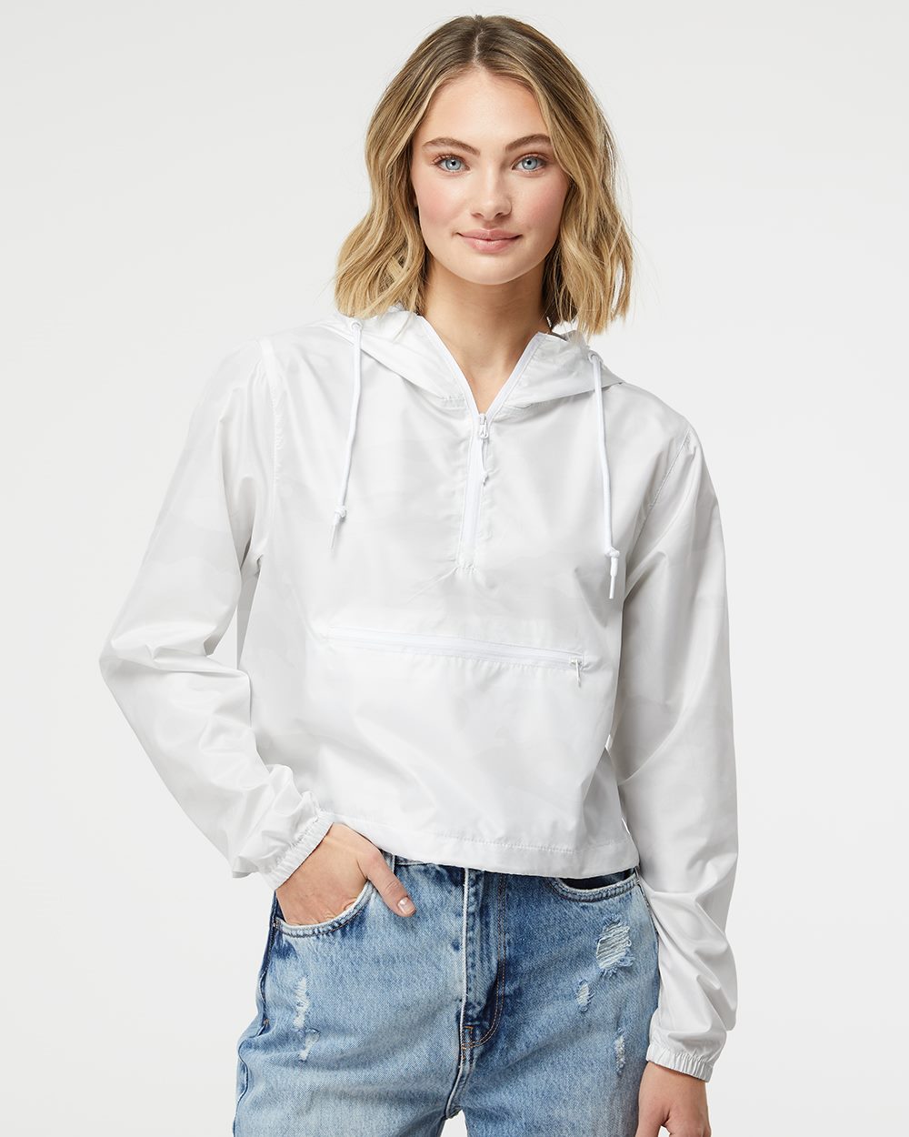 Independent Trading Co. - Women's Lightweight Quarter-Zip Pullover Crop Windbreaker - EXP64CRP
