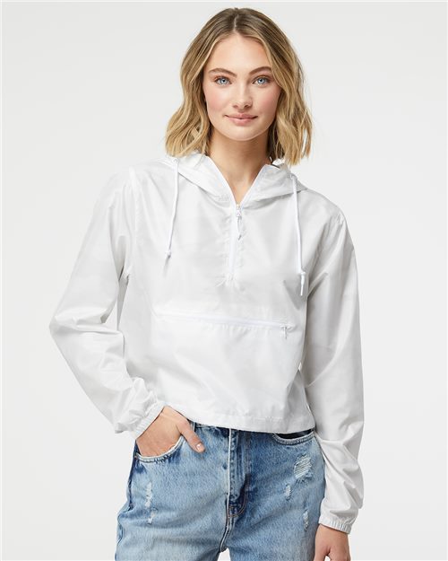 Independent Trading Co. - Chaqueta cortavientos ligera con cremallera de un cuarto para mujer - EXP64CRP
