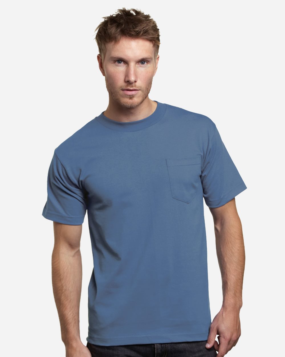 Bayside - Camiseta unisex con bolsillo, fabricada en EE. UU. - 7100
